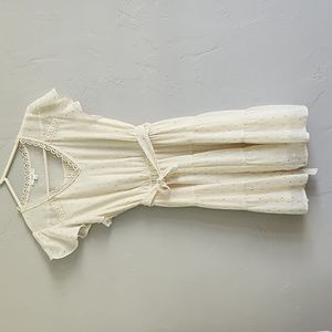 Ivory & Gold Flecked Dress L